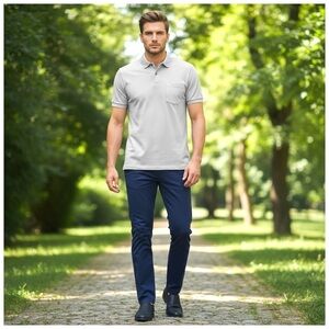 Polo by Ralph Lauren Men’s Short-Sleeve Polo Shirt. Slate. Large